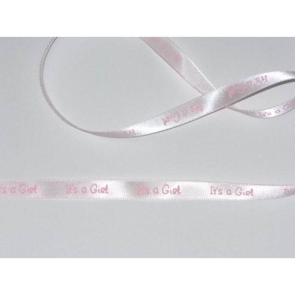 Pink Satin "It's A Girl" Ribbon